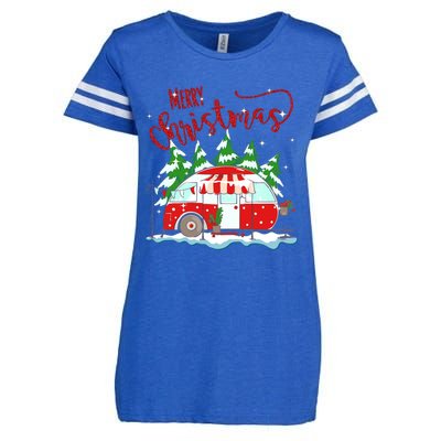 Rvs Camping Merry Christmas Funny Camper Tree Xmas Snow Funny Gift Enza Ladies Jersey Football T-Shirt