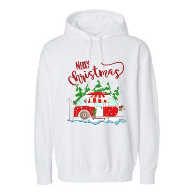 Rvs Camping Merry Christmas Funny Camper Tree Xmas Snow Funny Gift Garment-Dyed Fleece Hoodie