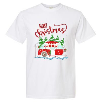 Rvs Camping Merry Christmas Funny Camper Tree Xmas Snow Funny Gift Garment-Dyed Heavyweight T-Shirt