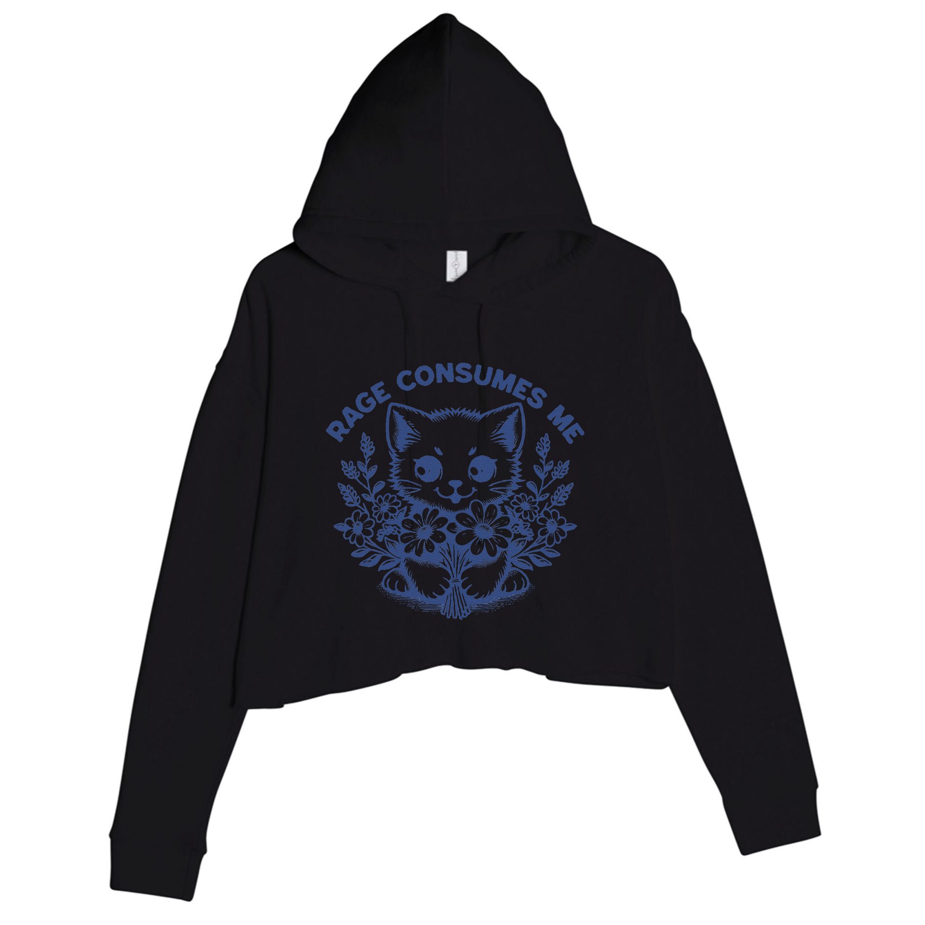 Rage Consumes Me Cat Flower Cute Kitty Cat Meme Funny Gift Crop Fleece Hoodie