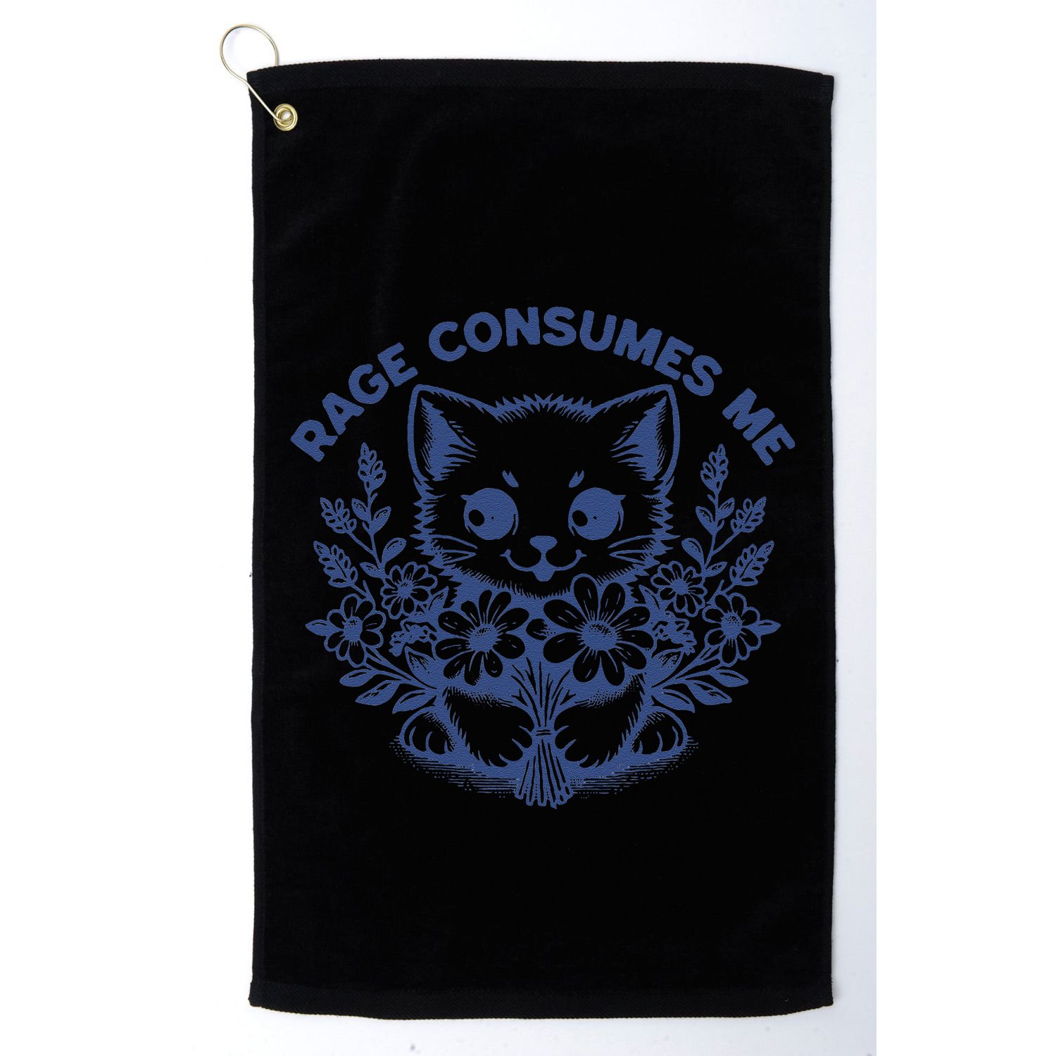 Rage Consumes Me Cat Flower Cute Kitty Cat Meme Funny Gift Golf Towel