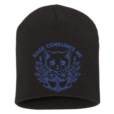 Rage Consumes Me Cat Flower Cute Kitty Cat Meme Funny Gift Short Acrylic Beanie