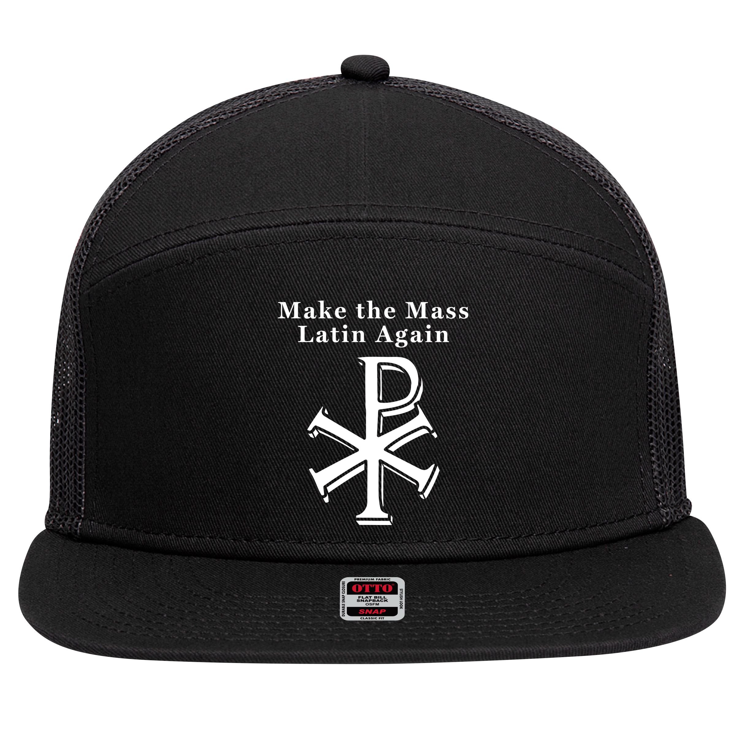 Roman Catholic Make The Mass Latin Again 7 Panel Mesh Trucker Snapback Hat