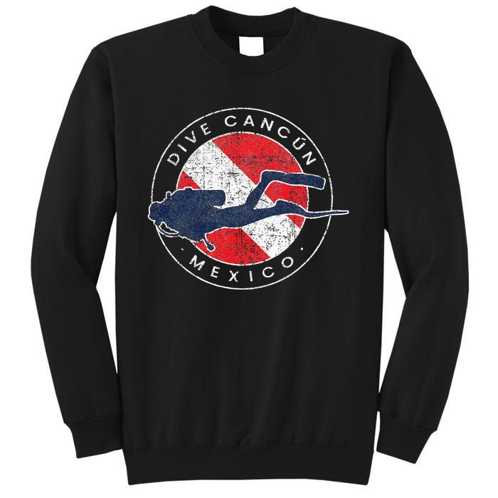 Retro Cancun Mexico Scuba Dive Vintage Dive Flag Diving Sweatshirt