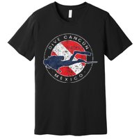 Retro Cancun Mexico Scuba Dive Vintage Dive Flag Diving Premium T-Shirt