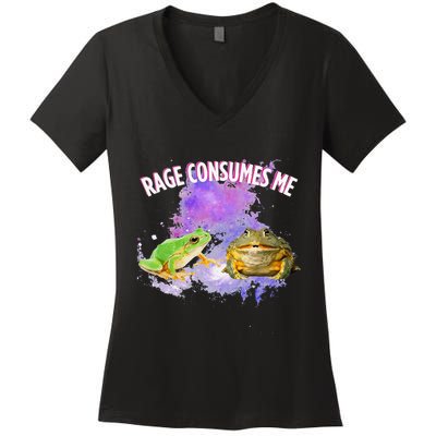 Rage Consumes Me Meme Oddly Specific Memes Funny Memes Frog Women's V-Neck T-Shirt