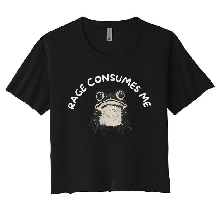 Rage Consumes Me Funny Frog Women's Crop Top Tee