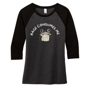 Rage Consumes Me Funny Frog Women's Tri-Blend 3/4-Sleeve Raglan Shirt