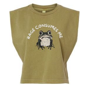 Rage Consumes Me Funny Frog Garment-Dyed Women's Muscle Tee