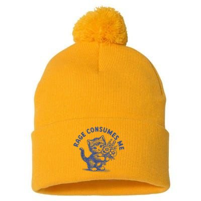 Rage Consumes Me Pom Pom 12in Knit Beanie