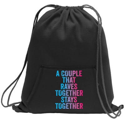 Rave Couple Matching EDM Dance Music Festival Trippy Sweatshirt Cinch Pack Bag