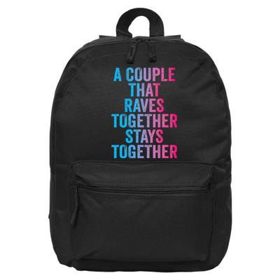 Rave Couple Matching EDM Dance Music Festival Trippy 16 in Basic Backpack