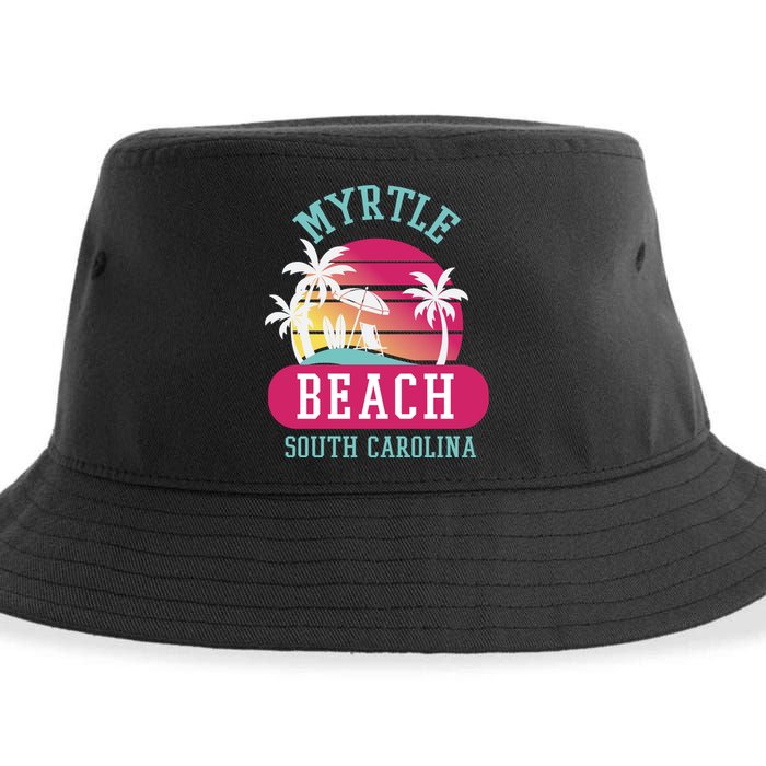 Retro Cool Myrtle Beach Sc Beaches Gift Sustainable Bucket Hat