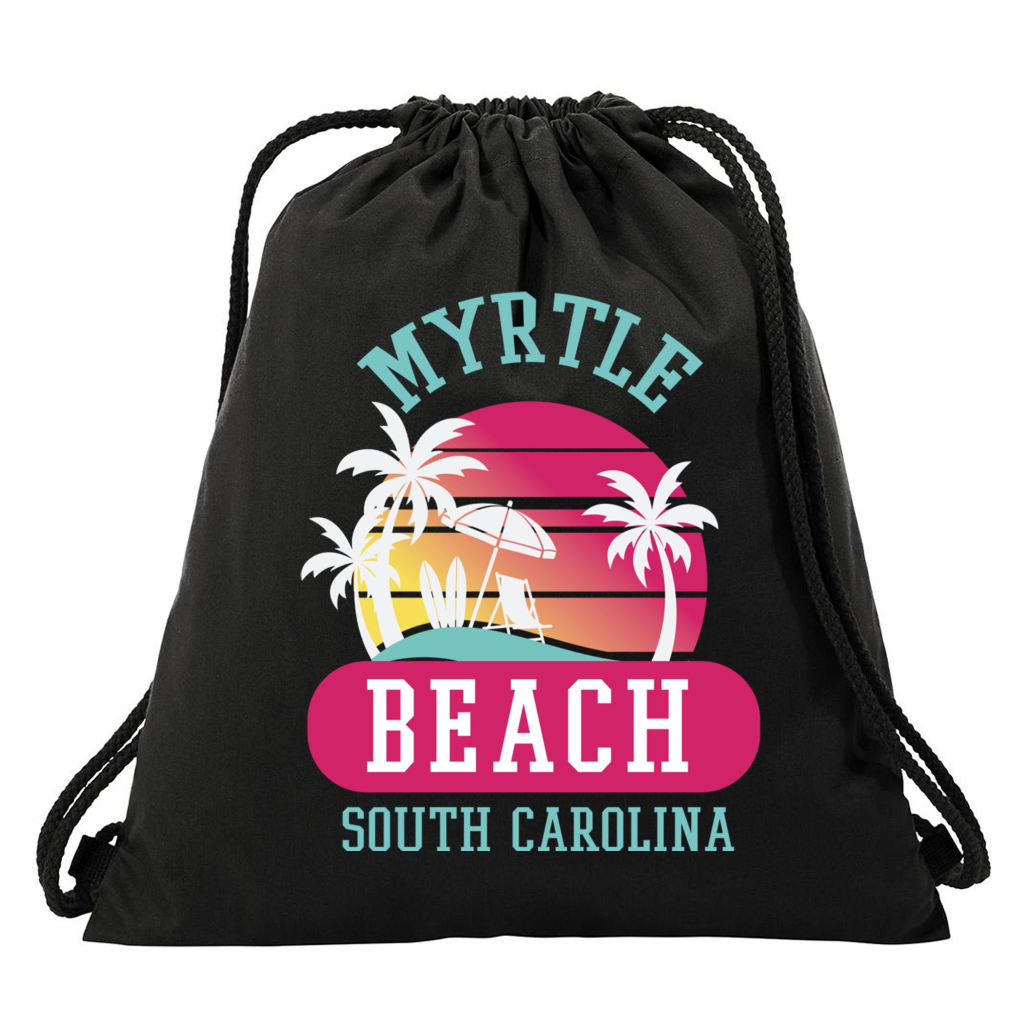 Retro Cool Myrtle Beach Sc Beaches Gift Drawstring Bag