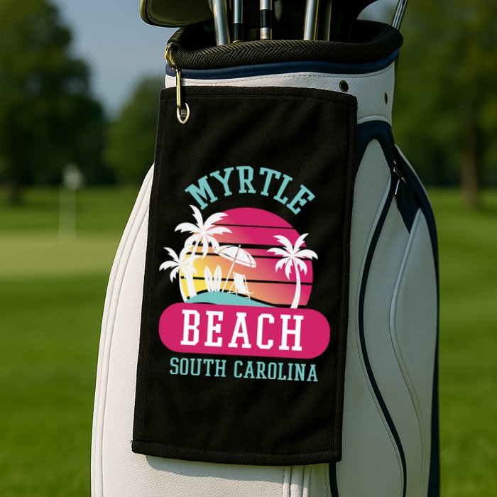 Retro Cool Myrtle Beach Sc Beaches Gift Golf Towel