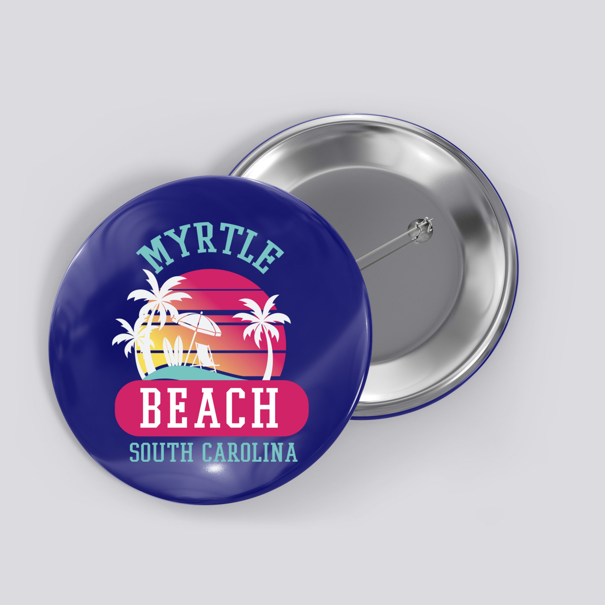 Retro Cool Myrtle Beach Sc Beaches Gift Button