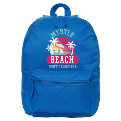 Retro Cool Myrtle Beach Sc Beaches Gift 16 in Basic Backpack