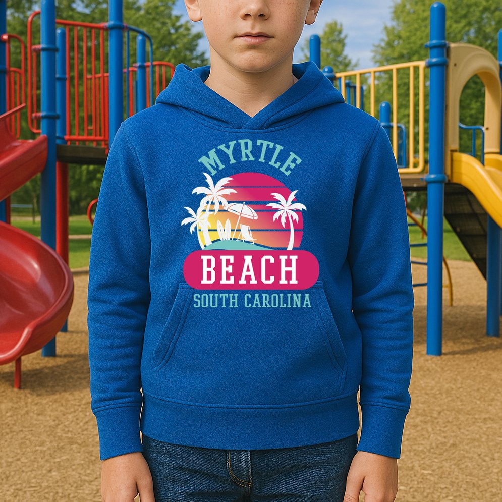 Retro Cool Myrtle Beach Sc Beaches Gift Kids Hoodie