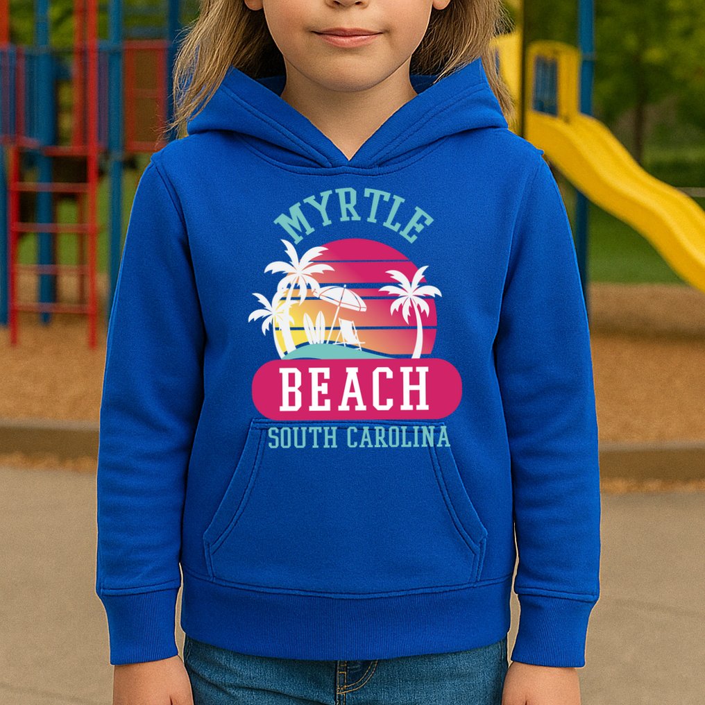 Retro Cool Myrtle Beach Sc Beaches Gift Kids Hoodie
