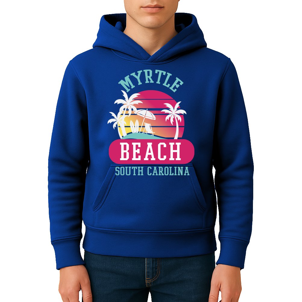 Retro Cool Myrtle Beach Sc Beaches Gift Kids Hoodie
