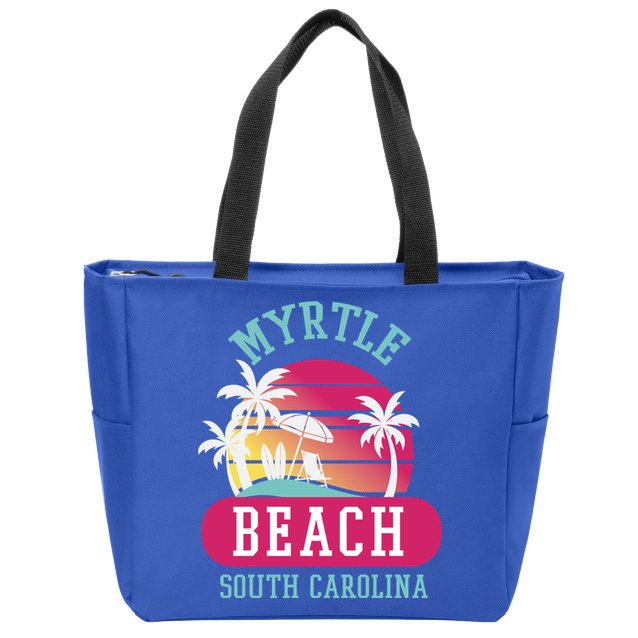 Retro Cool Myrtle Beach Sc Beaches Gift Zip Tote Bag
