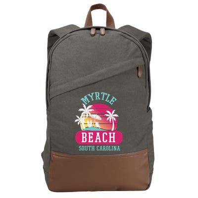 Retro Cool Myrtle Beach Sc Beaches Gift Cotton Canvas Backpack