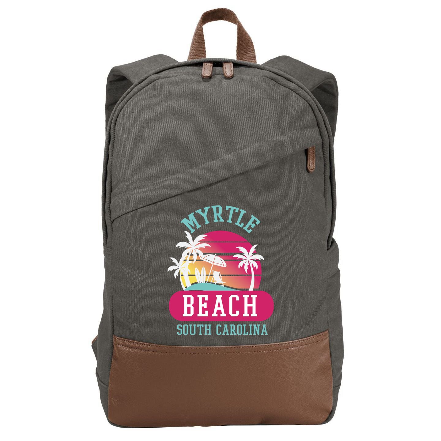 Retro Cool Myrtle Beach Sc Beaches Gift Cotton Canvas Backpack