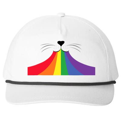 Rainbow Cat Mouth Snapback Five-Panel Rope Hat