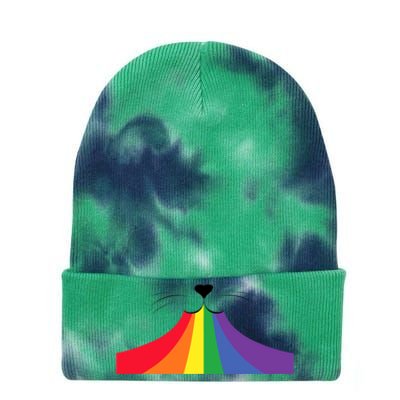 Rainbow Cat Mouth Tie Dye 12in Knit Beanie