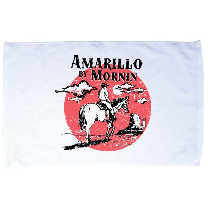 Retro Country Music Amarillo By Morning Western Cow Gift Microfiber Hand Towel