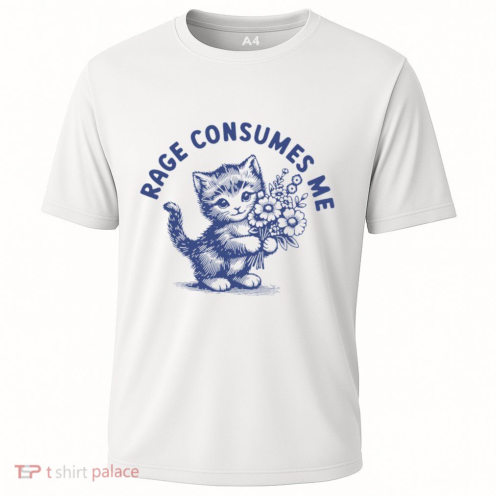 Rage Consumes Me Cat Flower Cute Kitty Cat Meme Cooling Performance Crew T-Shirt