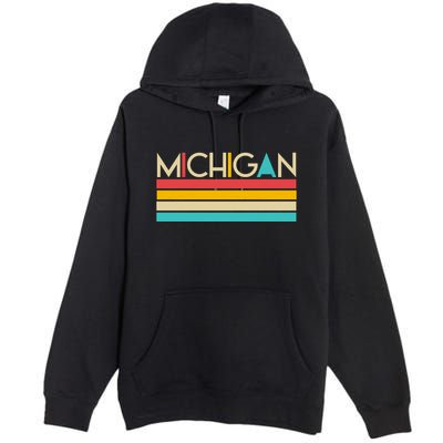 Retro Colors Michigan Premium Pullover Hoodie