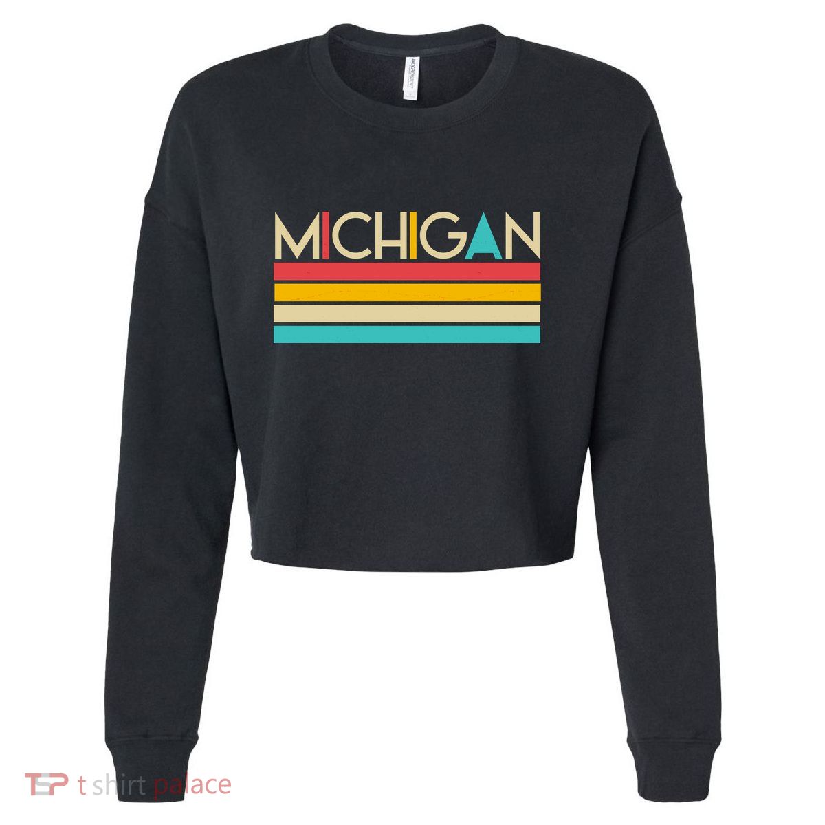 Retro Colors Michigan Cropped Pullover Crew