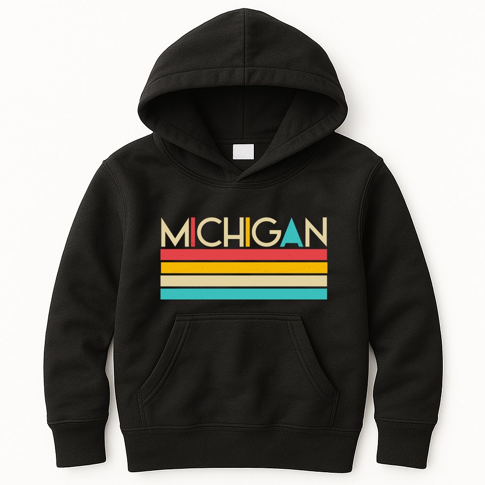 Retro Colors Michigan Kids Hoodie