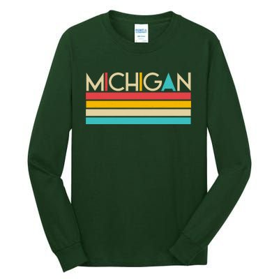 Retro Colors Michigan Tall Long Sleeve T-Shirt