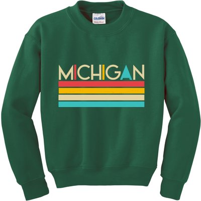 Retro Colors Michigan Kids Sweatshirt