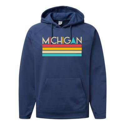 Retro Colors Michigan Performance Fleece Hoodie