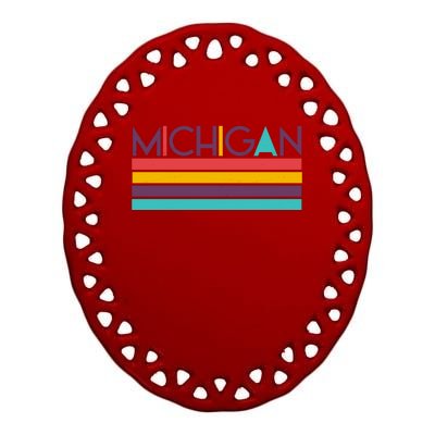 Retro Colors Michigan Ceramic Oval Ornament