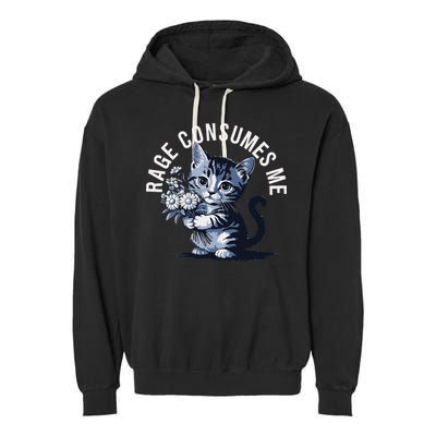 Rage Consumes Me Funny Cat Meme Garment-Dyed Fleece Hoodie