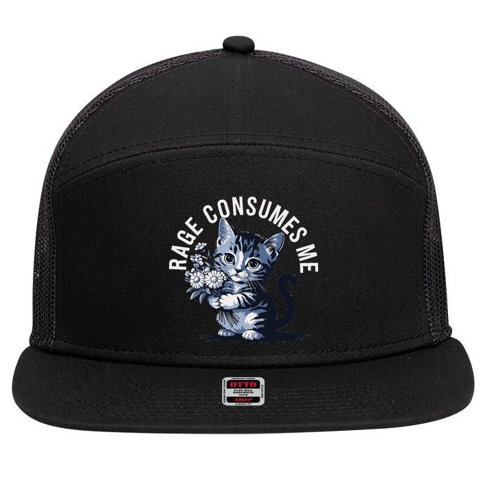 Rage Consumes Me Funny Cat Meme 7 Panel Mesh Trucker Snapback Hat