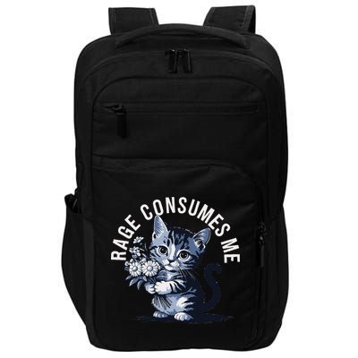 Rage Consumes Me Funny Cat Meme Impact Tech Backpack
