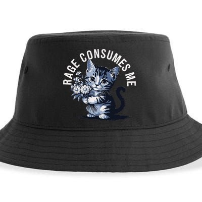 Rage Consumes Me Funny Cat Meme Sustainable Bucket Hat