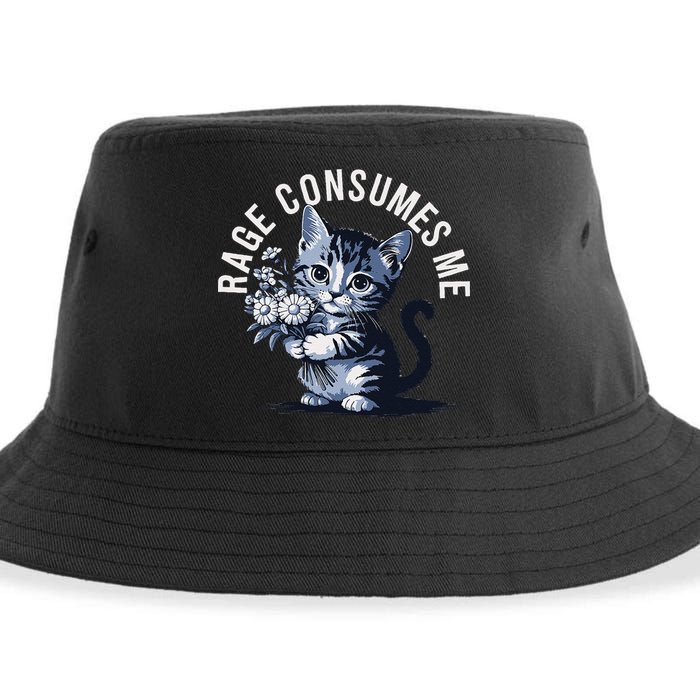 Rage Consumes Me Funny Cat Meme Sustainable Bucket Hat