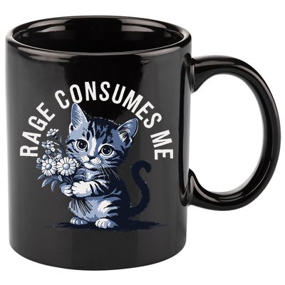 Rage Consumes Me Funny Cat Meme 11oz C Handle Ceramic Mug