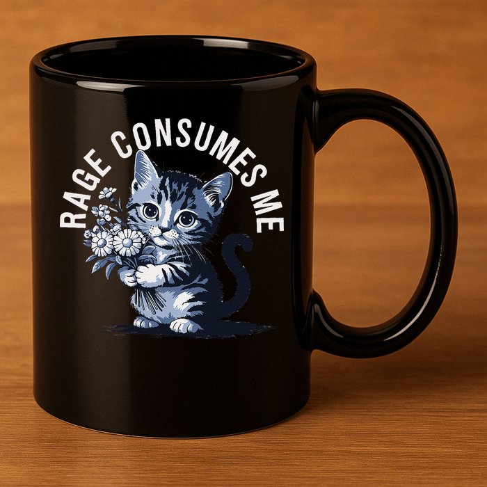 Rage Consumes Me Funny Cat Meme 11oz C Handle Ceramic Mug