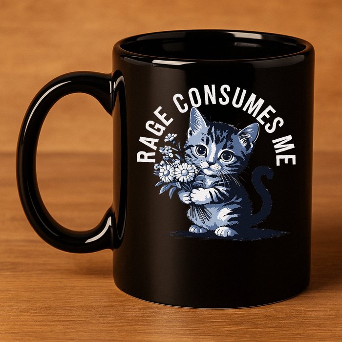 Rage Consumes Me Funny Cat Meme 11oz C Handle Ceramic Mug