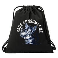 Rage Consumes Me Funny Cat Meme Drawstring Bag