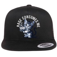 Rage Consumes Me Funny Cat Meme Flat Bill Trucker Hat
