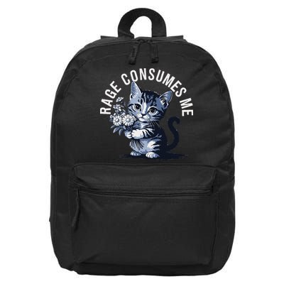 Rage Consumes Me Funny Cat Meme 16 in Basic Backpack