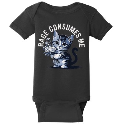 Rage Consumes Me Funny Cat Meme Baby Bodysuit